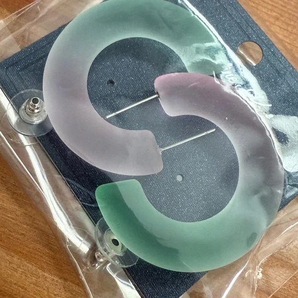 Jacquline Kent earrings - Frosted Watermelon hoops - Picture 3 of 5